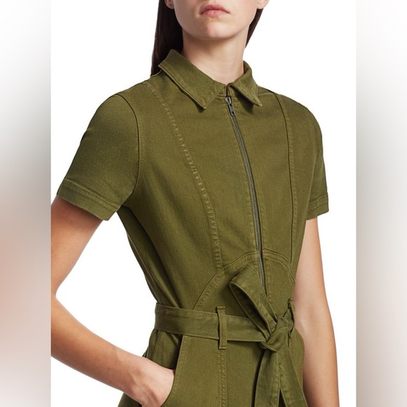 ALICE + OLIVIA || Gorgeous Wide-Leg Denim Jumpsuit in Army Green - SZ 24 💚NWT💚 - Picture 11 of 12